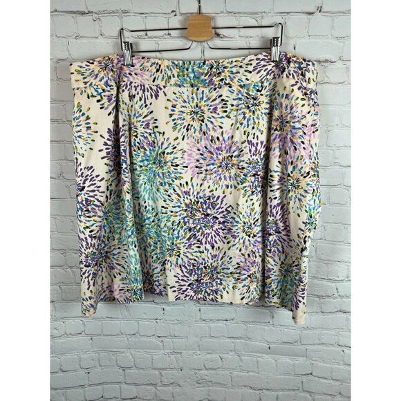 LANE BRYANT white cream multicolor cotton stretch twill pencil skirt size 28 - Picture 1 of 7